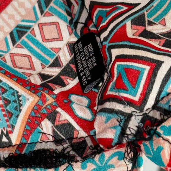 Tolani Women's size XS Silk Tunic mini Dress Multicolor Geometric Print - Picture 3 of 11